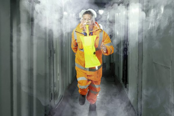 Long,Empty,Metal,Corridor,On,A,Warship.,Copy,Space.